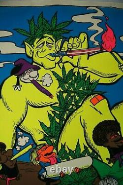 I get High Flocked Black Light Vintage Poster Retro 306 Pot Dubie Marijuana 420