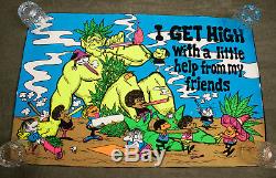 I get High Flocked Black Light Vintage Poster Retro (HSE-8) Pot Dubie Marijuana
