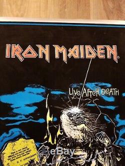 Iron Maiden Blacklight Poster Live After Death vintage rare 1985