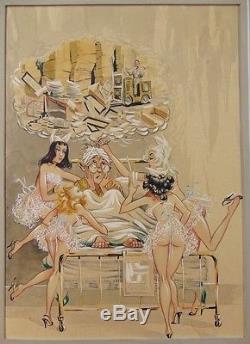 JAMES BUNNELL Original Risque Pin-Up Girl Art 1960 CA BLACKLIGHT POSTER ARTIST