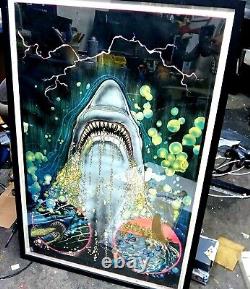 JAWS Ultra Rare Poster Vintage Monarch 1975 Black Light Shark Poster