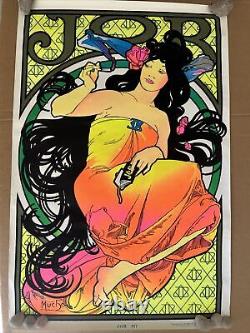 JOB original vintage poster blacklight rolling papers woman 1970s Psychedelic