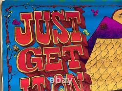 JUST GET IT ON VINTAGE 1960's BLACKLIGHT WESTERN GRAPHICS HEADSHOP POSTER -NICE