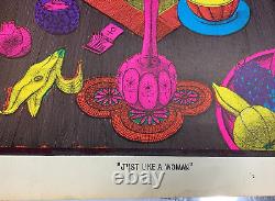 JUST LIKE A WOMAN VINTAGE 1972 BLACKLIGHT HEADSHOP POSTER By STEFFEN & GAINES