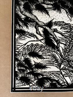 Jaguar poster black light vintage original printers proof velvet flocked 1970s w