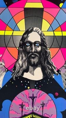 Jesus Christ Superstar Vintage 1971 Blacklight Poster Third Eye Last Supper Art