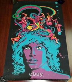 Jim Morrison The Wizard The Doors Vintage 1969 Blacklight Poster RARE Damaged