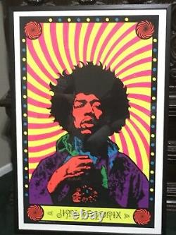 Jimi Hendrix 22x34 Blacklight Poster 60's Original Funhouse Colors