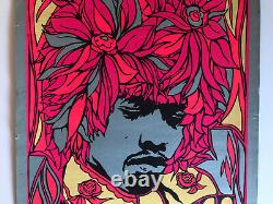 Jimi Hendrix Original Vintage Blacklight Poster Psychedelic Flower Hair Pandora