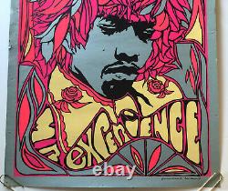 Jimi Hendrix Original Vintage Blacklight Poster Psychedelic Flower Hair Pandora