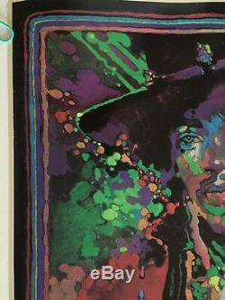 Jimi Hendrix Original Vintage Blacklight Poster Psychedelic Pin-up 1970 Green UV