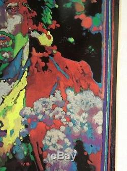 Jimi Hendrix Original Vintage Blacklight Poster Psychedelic Pin-up 1970 Green UV