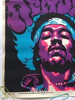 Jimi Hendrix Original Vintage Blacklight Poster Psychedelic Pin-up 1970s Beeghly