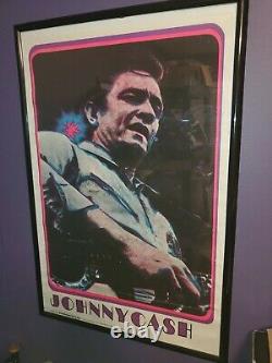 Johnny Cash Original Vintage Blacklight Poster 1970 Music Pin-up Beeghly