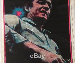 Johnny Cash Vintage Blacklight Poster Original 1970 Beeghley Pin-up Dayglow UV
