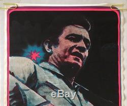 Johnny Cash Vintage Blacklight Poster Original 1970 Beeghley Pin-up Dayglow UV
