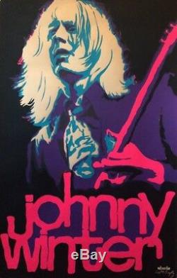 Johnny Winter Original Vintage Blacklight Poster 1970s Music Pin-up Beeghly