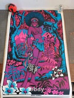 Jungle Goddess 1973 Black Light Poster A A Sales, Inc Afro Centric Art Vintage