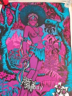 Jungle Goddess 1973 Black Light Poster A A Sales, Inc Afro Centric Art Vintage