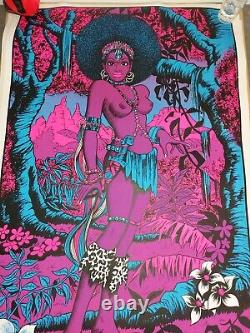 Jungle Goddess 1973 Black Light Poster A A Sales, Inc Afro Centric Art Vintage