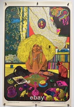 Just Like A Woman 1972 Blacklight Poster Bob Dylan Mona Lisa Cat Lady Marijuana