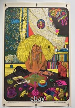 Just Like A Woman 1972 Blacklight Poster Bob Dylan Mona Lisa Cat Lady Marijuana