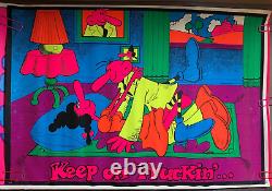 KEEP ON TRUCKIN' VINTAGE 1970's HEADSHOP BLACKLIGHT POSTER By PLATT -NICE