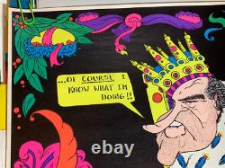 KING RICHARD NIXON 1970 VINTAGE BLACKLIGHT POSTER By WESPAC -NICE! W-157