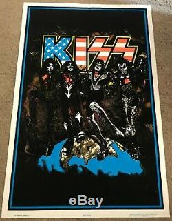 KISS Destroyer American Flag Blacklight Poster 1998 Near Mint Rare