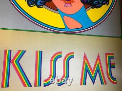 KISS ME VINTAGE 1969 BLACKLIGHT CELESTIAL ARTS POSTER By Carson Morris -NICE