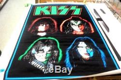 KISS Vintage BLACK LIGHT POSTER Four Faces #834 FUNKY ENT. NY Rolled