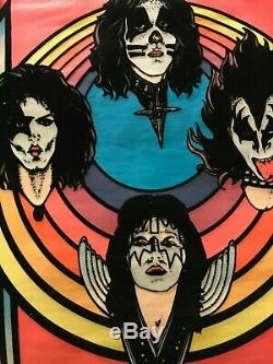 Kiss Four Faces Vintage Blacklight Poster Rock & Roll Legends Rare Gene Simmons