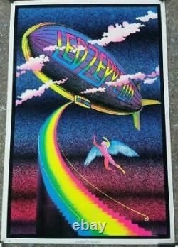 LED ZEPPELIN Vintage Poster Stairway to Heaven Lg. Blacklight withFlocked Velvet