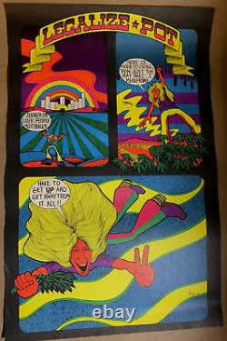 LEGALIZE POT VINTAGE 1970 HEADSHOP BLACKLIGHT POSTER By PETAGNO -NICE