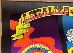 LEGALIZE POT VINTAGE 1970 HEADSHOP BLACKLIGHT POSTER By PETAGNO -NICE