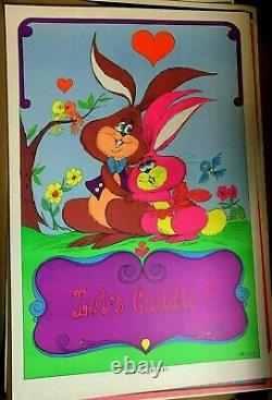 LET'S CUDDLE! VINTAGE 1970 BLACKLIGHT LOVE POSTER By ALVARO -NICE