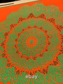 LET US MEET AT THE CENTER OF THE SPIRIT 1960's VINTAGE BLACKLIGHT POSTER