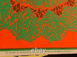 LET US MEET AT THE CENTER OF THE SPIRIT 1960's VINTAGE BLACKLIGHT POSTER