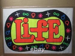 LIFE Vintage black light Poster Vintage 1970's choose life peace love 19411
