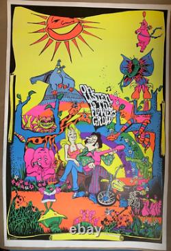 LISTEN TO THE FLOWERS GROW VINTAGE 1970's BLACKLIGHT HEADSHOP POSTER By BEVACQUA