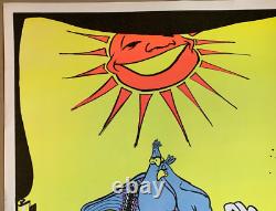 LISTEN TO THE FLOWERS GROW VINTAGE 1970's BLACKLIGHT HEADSHOP POSTER By BEVACQUA