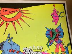 LISTEN TO THE FLOWERS GROW VINTAGE 1970's BLACKLIGHT HEADSHOP POSTER By BEVACQUA