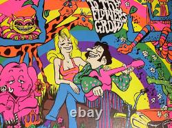 LISTEN TO THE FLOWERS GROW VINTAGE 1970's BLACKLIGHT HEADSHOP POSTER By BEVACQUA