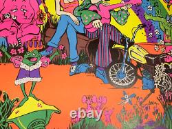 LISTEN TO THE FLOWERS GROW VINTAGE 1970's BLACKLIGHT HEADSHOP POSTER By BEVACQUA
