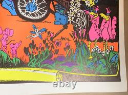 LISTEN TO THE FLOWERS GROW VINTAGE 1970's BLACKLIGHT HEADSHOP POSTER By BEVACQUA