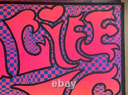 LIVE A LIFE OF LOVE VINTAGE 1970's HIPPIE HEADSHOP BLACKLIGHT POSTER -NICE