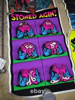 LOT OF (7) 1970s Blacklight Posters Vintage Hippie Stash