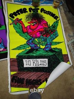 LOT OF (7) 1970s Blacklight Posters Vintage Hippie Stash