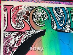 LOVE ECSTASIA VINTAGE 1970 HIPPIE HEADSHOP BLACKLIGHT POSTER By LEAD MEDIA NICE