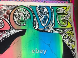 LOVE ECSTASIA VINTAGE 1970 HIPPIE HEADSHOP BLACKLIGHT POSTER By LEAD MEDIA NICE